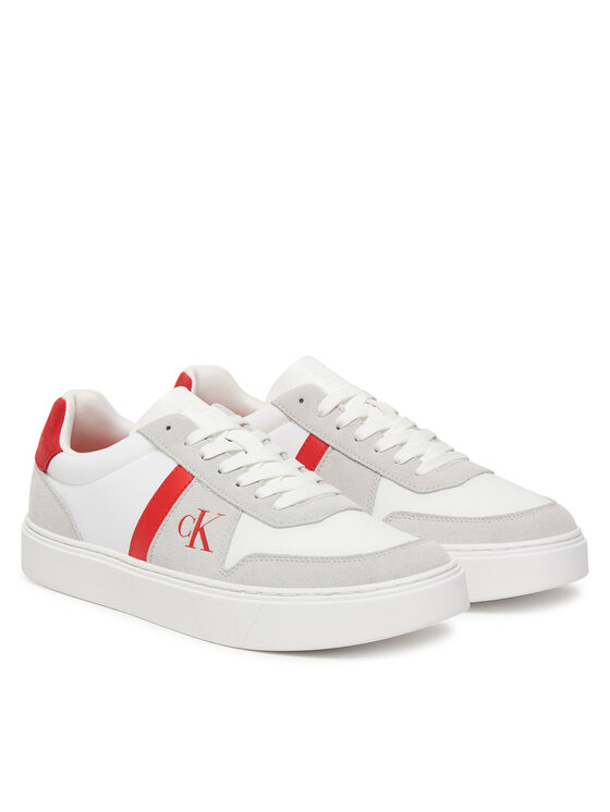 Calvin Klein Calvin Klein Sneakersy Mixed Texture Lace Up Cupsole Trainers YM0YM01395 Biały