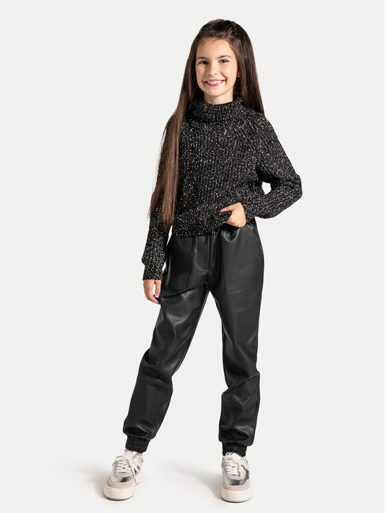 Coccodrillo Coccodrillo Hlače od imitacije kože ZC4119101CGJ Crna Regular Fit