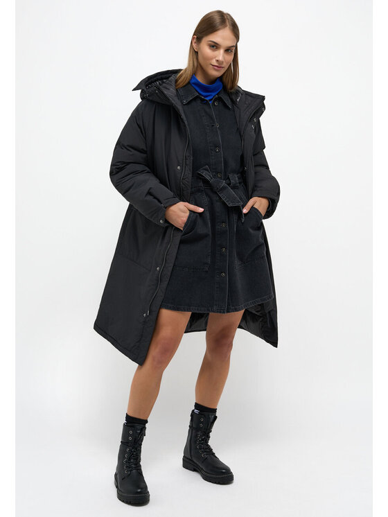 Mustang Mustang Kurtka zimowa LONG PARKA Czarny Loose Fit