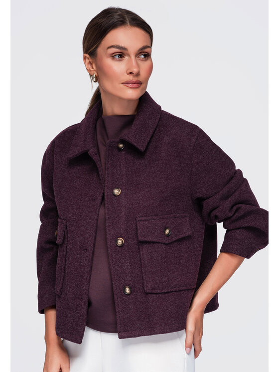 Ombre Ombre Kurtka przejściowa OW-JANP-0140 Bordowy Relaxed Fit