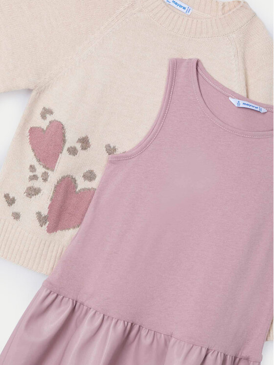 Mayoral Mayoral Set pulover in obleka 4925 Bež Regular Fit