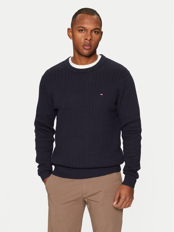 Tommy Hilfiger Sveter MW0MW37400 Tmavomodrá Slim Fit