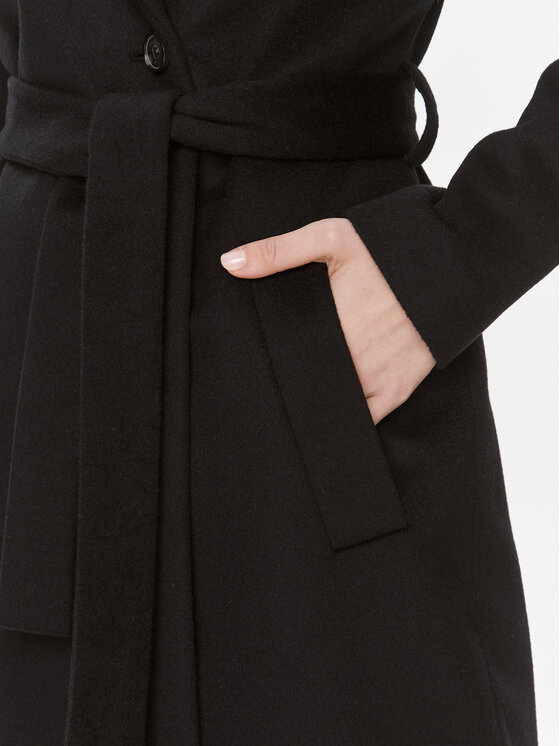 Calvin Klein Calvin Klein Płaszcz wełniany Essential K20K205937 Czarny Regular Fit