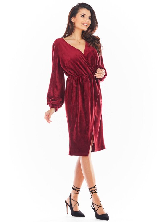 Awama Awama Vestito di maglia A406 Bordeaux Basic Fit