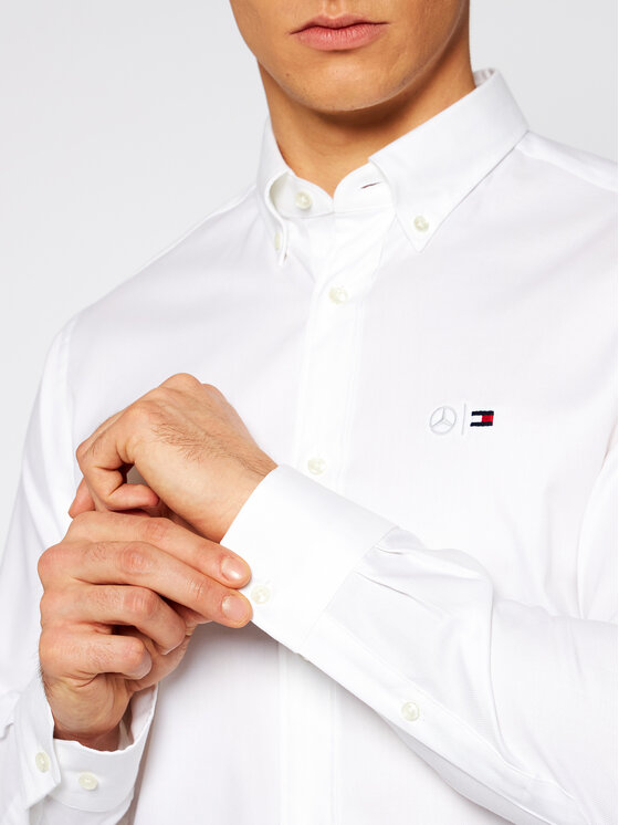 Tommy Hilfiger Tailored Tommy Hilfiger Tailored Риза MERCEDES-BENZ Stretch Oxford TT0TT08304 Бял Regular Fit