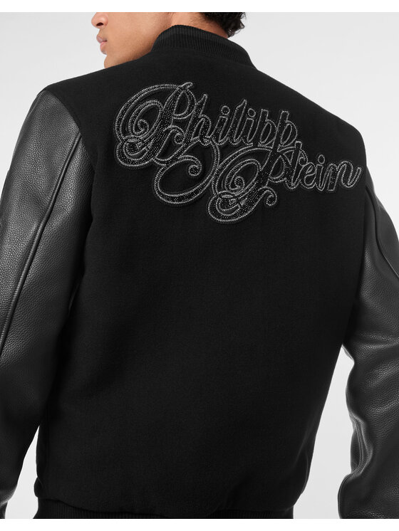 PHILIPP PLEIN PHILIPP PLEIN Kožená bunda 26029 Čierna Regular Fit