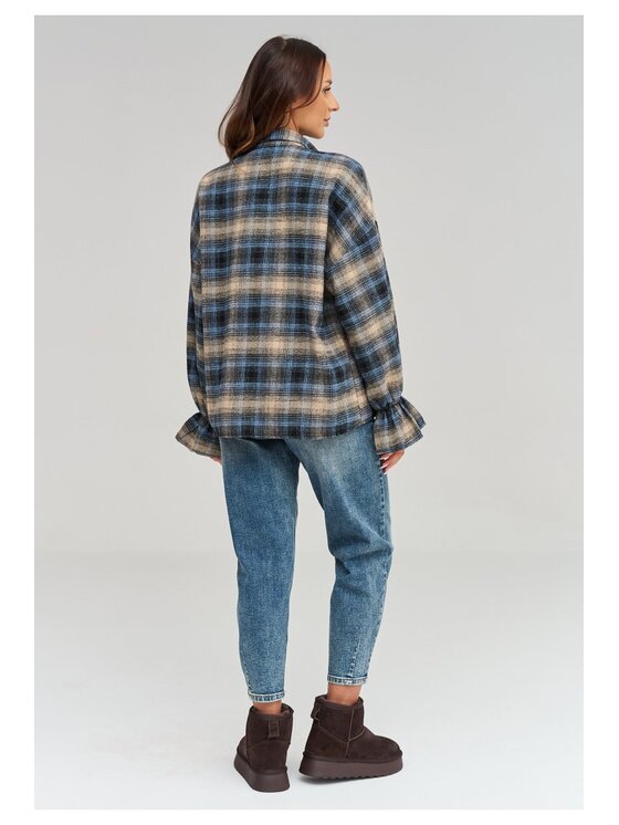 Makadamia Makadamia Koszula C98 Niebieski Loose Fit