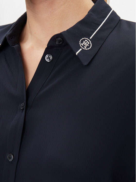 Tommy Hilfiger Tommy Hilfiger Ing ruha Smd Detail Fluid Knee Dress WW0WW41009 Sötétkék Regular Fit