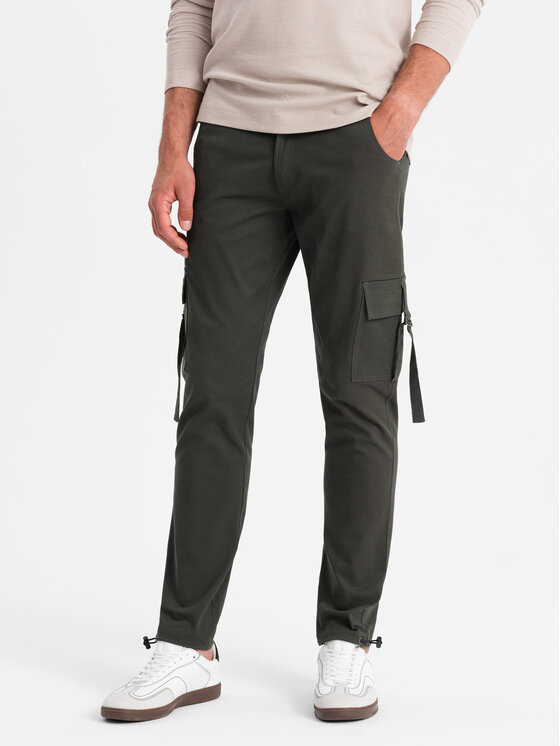 Ombre Ombre Spodnie materiałowe OM-PACG-0197 Szary Regular Fit