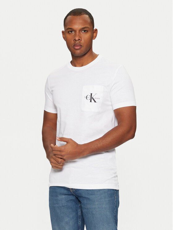 Calvin Klein Jeans T-shirt J30J320936 Bijela Slim Fit