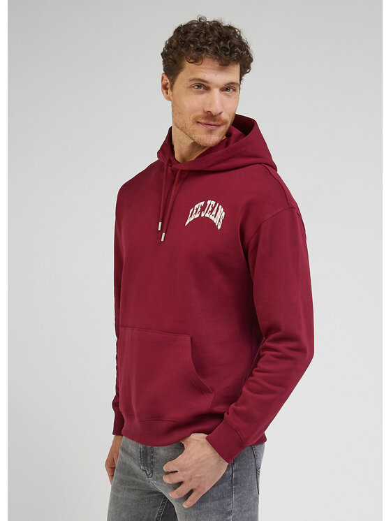 Lee Lee Bluza VARSITY HOODIE Czerwony Loose Fit