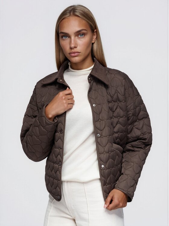 Ombre Ombre Kurtka przejściowa OW-JT-E0018 Brązowy Regular Fit