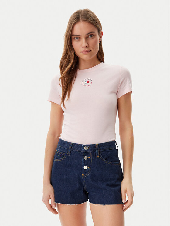 Tommy Jeans Tricou Essential DW0DW20316 Roz Slim Fit