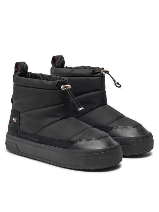 Tommy Hilfiger Tommy Hilfiger Sněhule Flag Nylon Mini Snowboot FW0FW08334 Černá