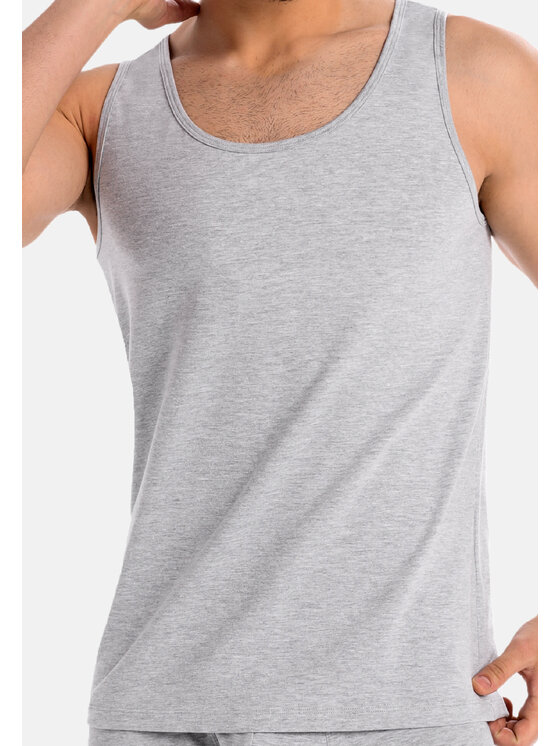 Teyli Teyli Podkoszulek męski bawełniany Eli Szary Classic Fit