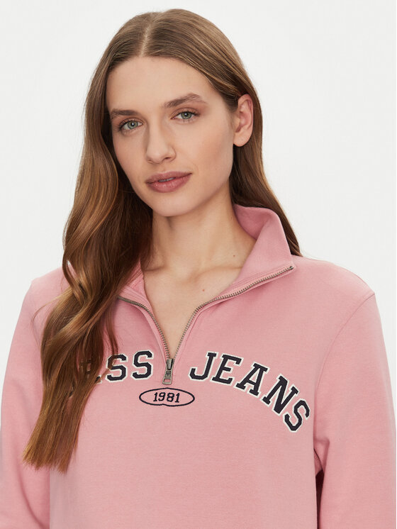 Guess Jeans Guess Jeans Majica dugih rukava W5RQ25 K68I4 Ružičasta Regular Fit