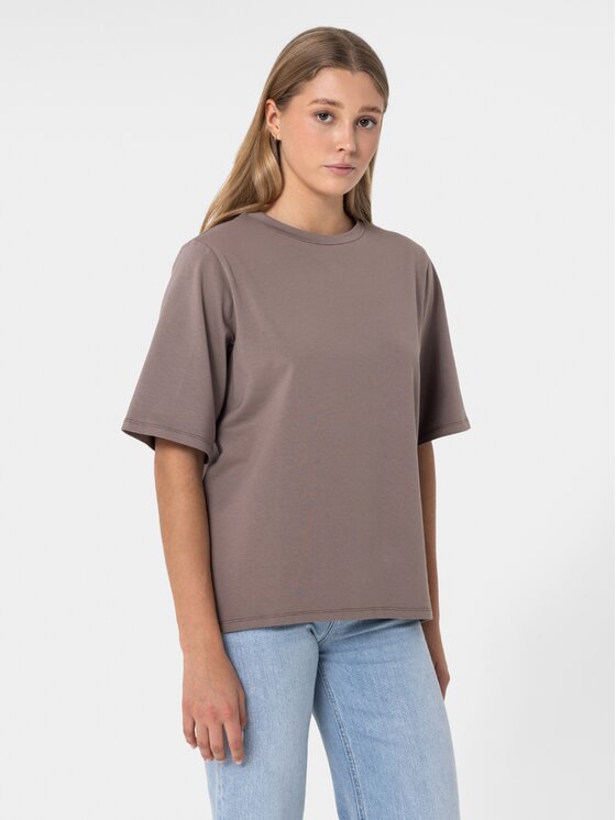 BASICLO BASICLO T-Shirt BSL-032-0403 Beżowy ciemny Oversize