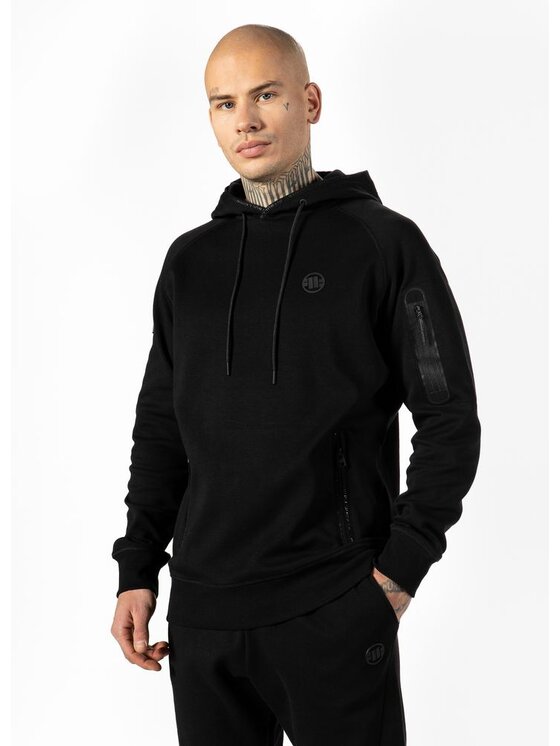 PITBULL PITBULL Bluza Bluza z kapturem Stafford S Czarny Regular Fit