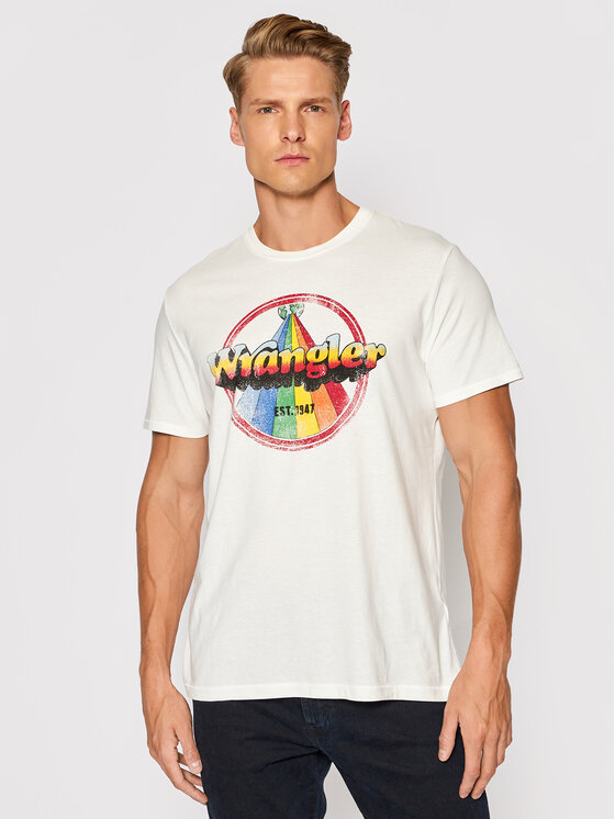 Wrangler Wrangler T-shirt Rainbow W7J9D3737 112141559 Bianco Regular Fit