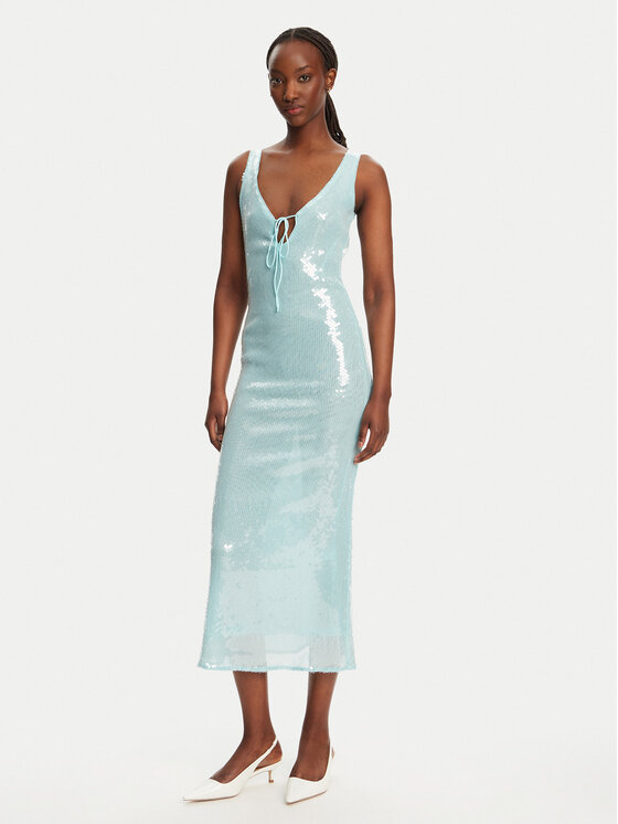 Bardot Bardot Koktélruha Isha Sequin 59272DB Türkizkék Slim Fit