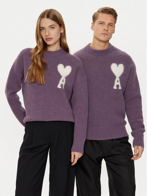 AMI Paris AMI Paris Svetr UKS025.KN0032 Fialová Relaxed Fit