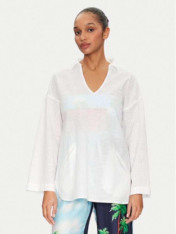 Seafolly Seafolly Tunika Longline 55434-TO Fehér Relaxed Fit