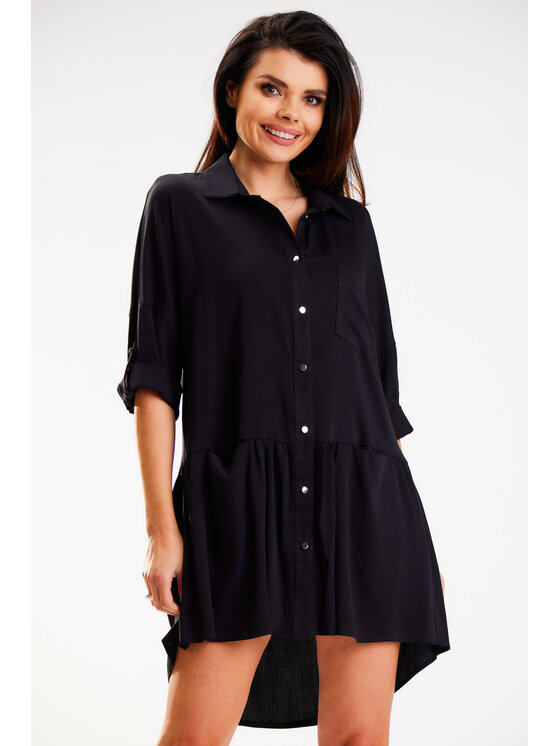 Awama Awama Sukienka letnia A584 Czarny Basic Fit