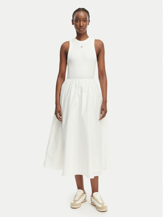 Tommy Jeans Tommy Jeans Sommerkleid DW0DW22593 Creme Regular Fit
