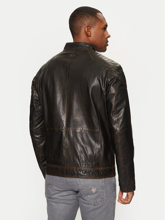 Milestone Milestone Geacă de piele Arlington 51103860545 Maro Regular Fit
