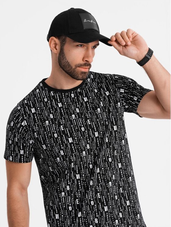Ombre Ombre T-Shirt OM-TSFP-0225 Czarny Regular Fit