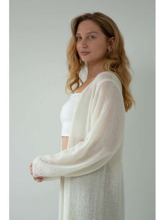 Fobya Fobya Kardigan F2042 Écru Basic Fit