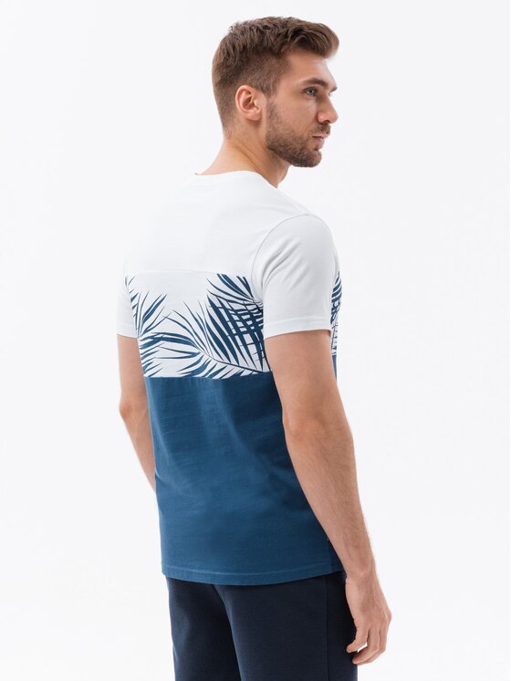 Ombre Ombre T-Shirt OM-TSPT-0177 Niebieski Regular Fit
