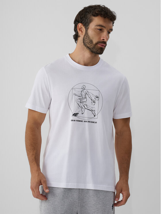 4F 4F T-Shirt STUDIO 4F Biały Regular Fit