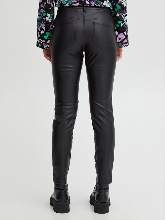 ICHI ICHI Hose aus Kunstleder 20117678 Schwarz Regular Fit