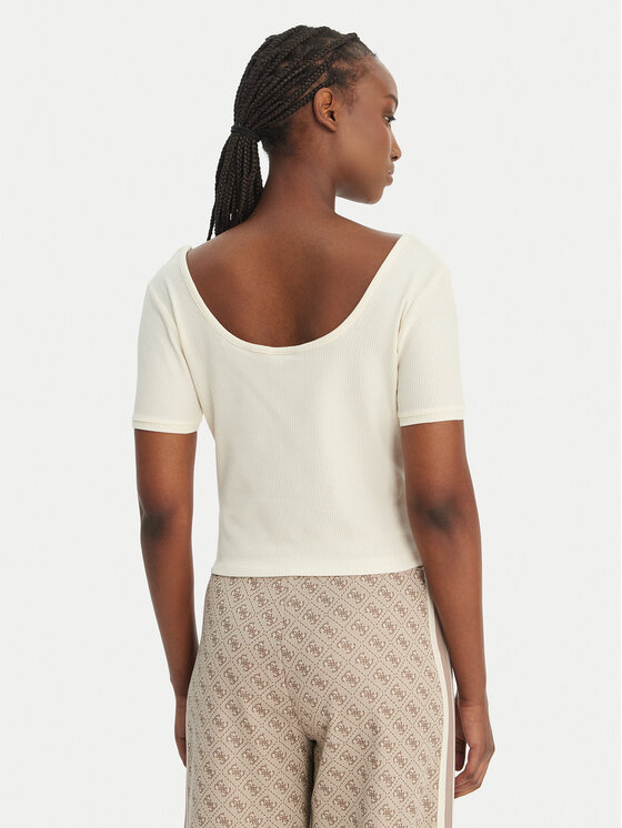 Guess Guess Tricou V6GP04 K2969 Écru Slim Fit