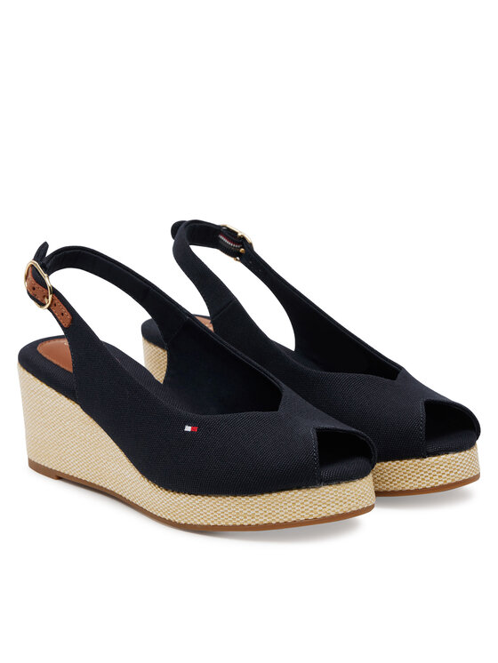 Tommy Hilfiger Tommy Hilfiger Sandale Flag Mid Wedge Espad Slingback FW0FW08595 Tamnoplava