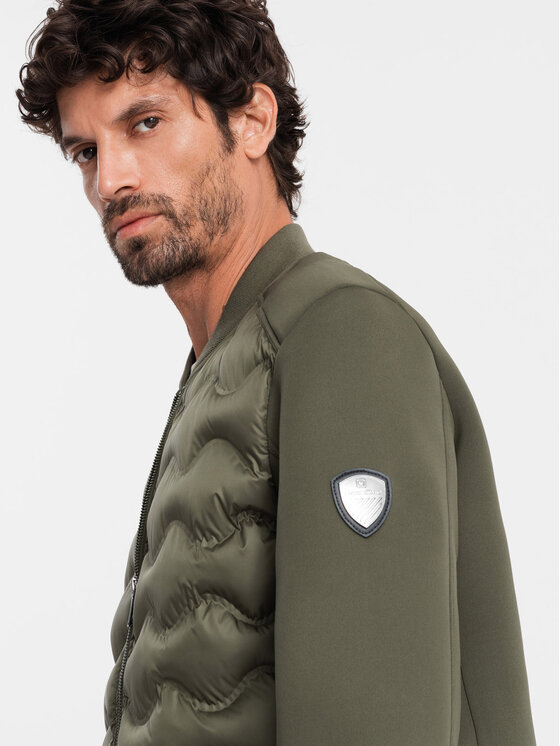 Ombre Ombre Kurtka bomber OM-JALP-0141 Khaki Regular Fit