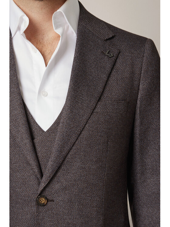 Lancerto Lancerto Marynarka Calascio MA131225000002 Brązowy Slim Fit