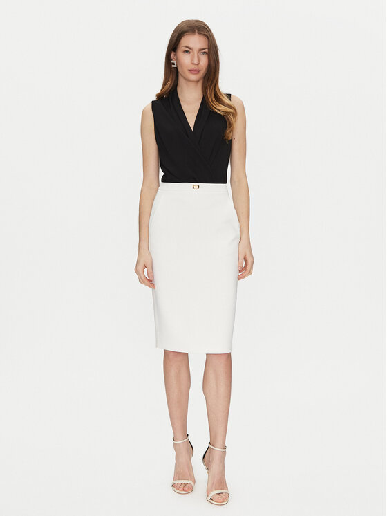Elisabetta Franchi Elisabetta Franchi Spódnica ołówkowa GO-099-51E2-V260 Biały Regular Fit