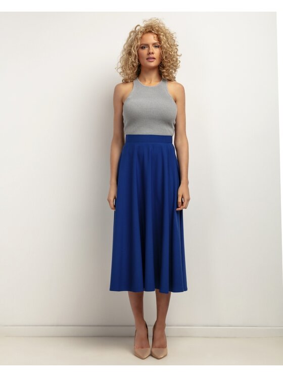 Tessita Tessita Midi sukně SPÓDNICA_T440 _4_M Modrá Flared Fit
