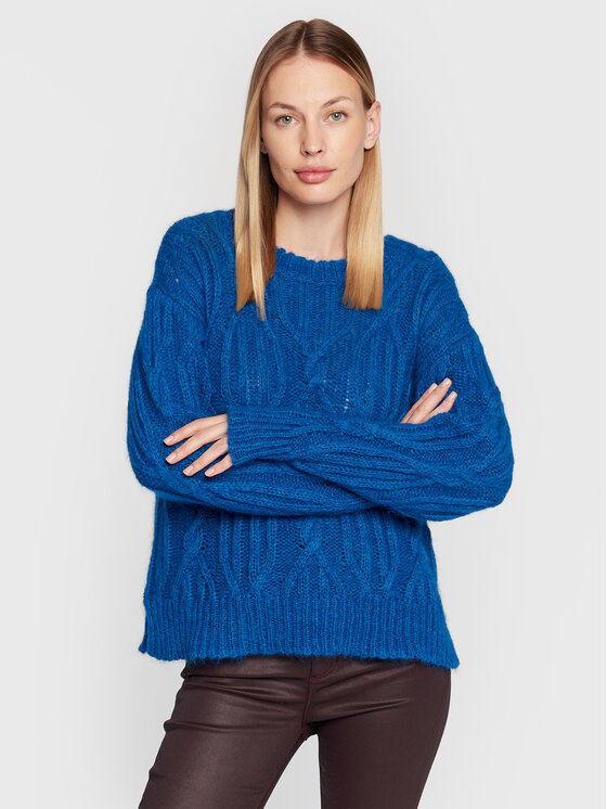 TWINSET Sveter 222TT334 Tmavomodrá Relaxed Fit