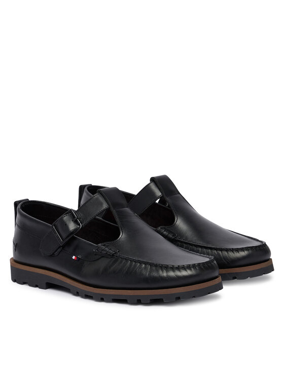 Tommy Hilfiger Tommy Hilfiger Poltopánky Hilfiger Light Lth Buckle Loafer FM0FM05846 Čierna
