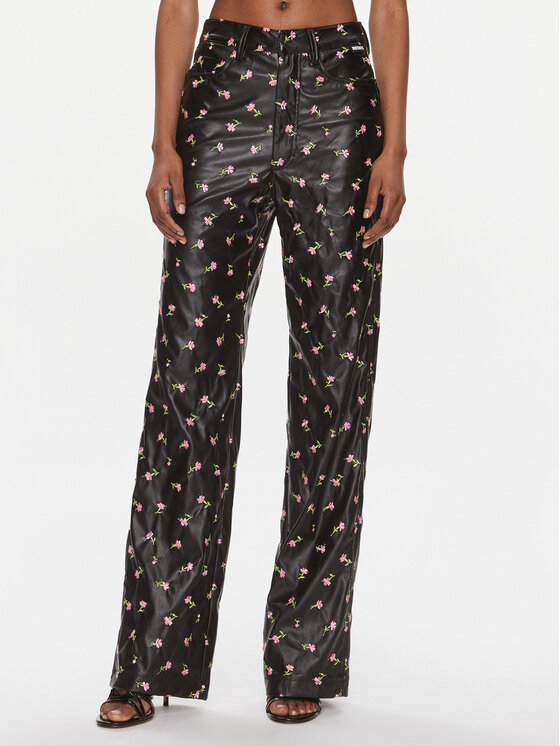 ROTATE ROTATE Hose aus Kunstleder Printed Straight Pants 1120042890 Schwarz Regular Fit