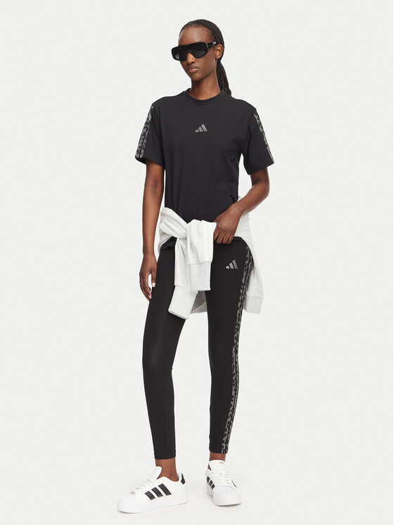 adidas adidas Футболка Seasonal Essentials Animal Print 3-Stripes KH1550 Чорний Regular Fit