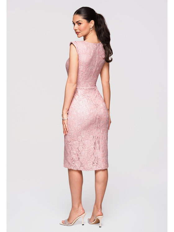Ombre Ombre Sukienka wieczorowa LA-OM-DLR293 Różowy jasny Slim Fit