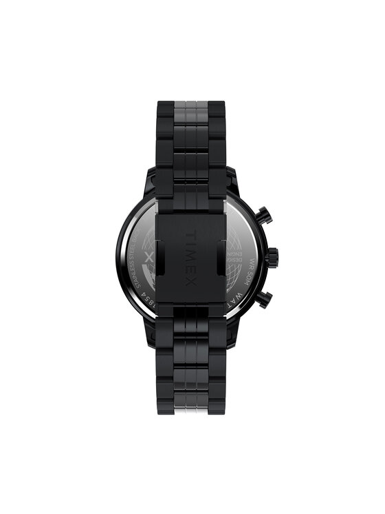 Orologio Uomo Timex Chicago Cronografo Al Quarzo - Quadrante Nero 45mm, Cinturino In Pelle, Cronometro E Data - 2