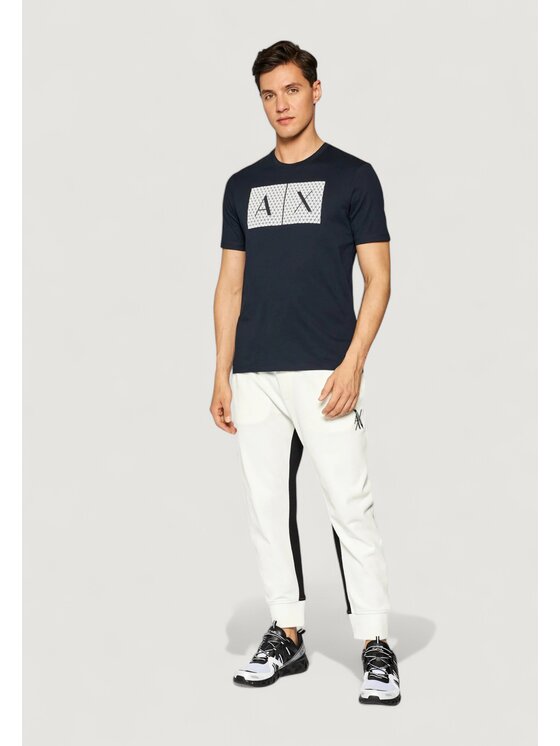 Armani Exchange Armani Exchange T-Shirt RUBBER LOGO Niebieski Shirt Fit