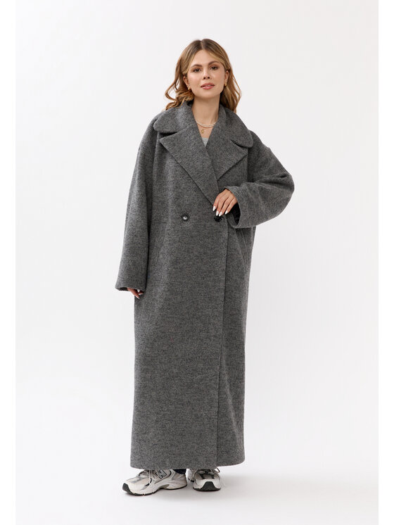 Mirons Mirons Płaszcz wełniany Soft Szary Oversize