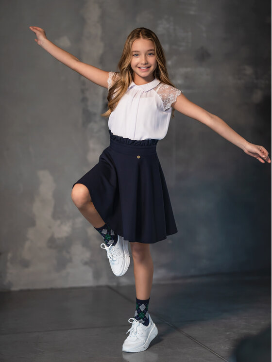 SLY SLY Spódnica 5S-304B Granatowy Comfortable Fit