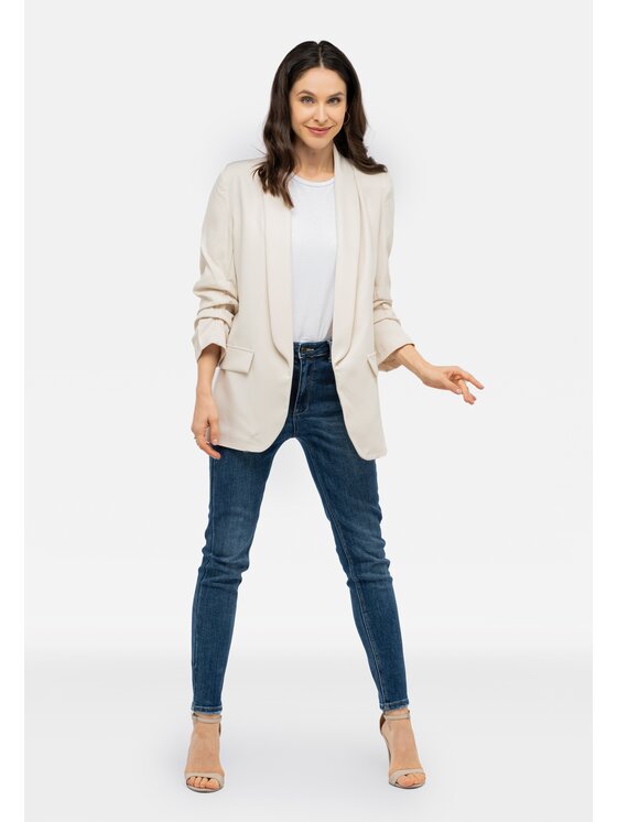 Perso Perso Marynarka ze ściąganymi rękawami Beżowy Casual Fit